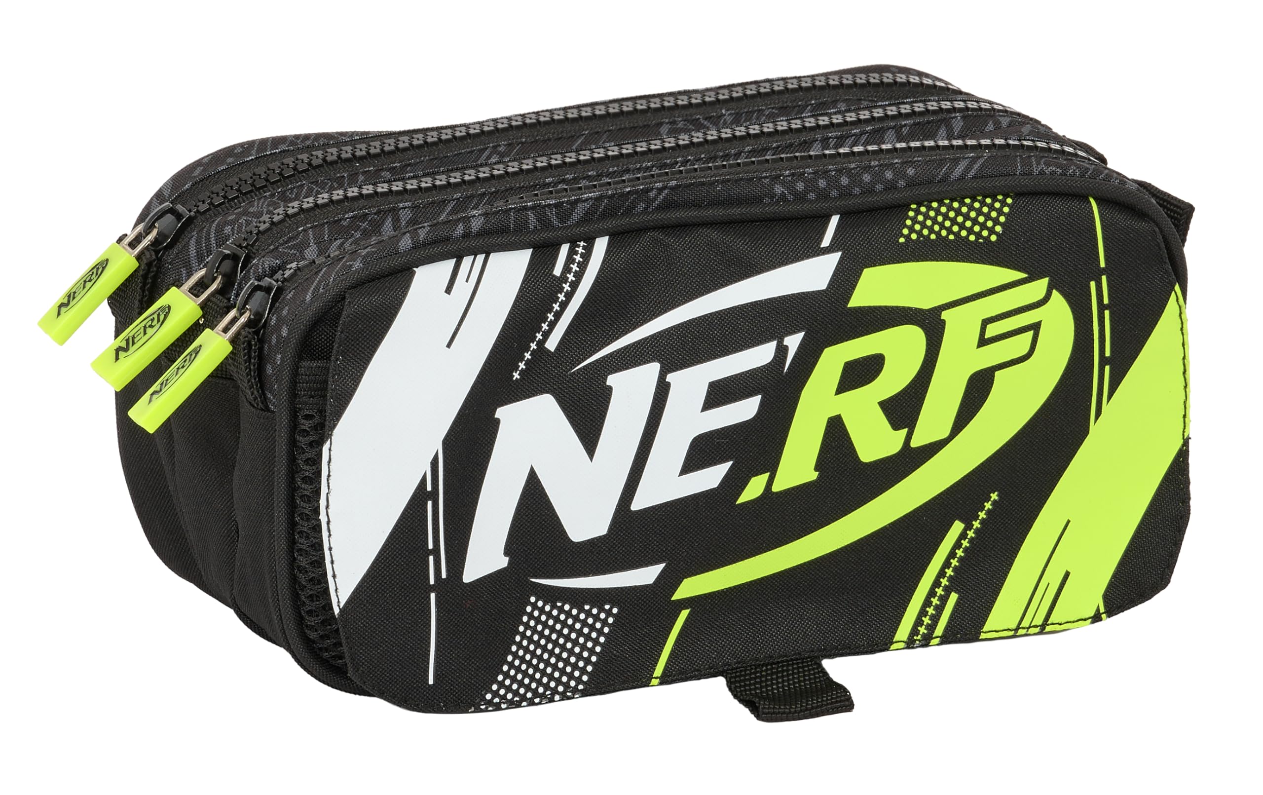 Safta NERF GET READY - Portatodo Triple Big, Estuche Infantil, Estuche Niño, Ideal para Niños en Edad Escolar, Cómodo y Versátil, Calidad y Resistencia, 21.5x8x10 cm, Color Negro
