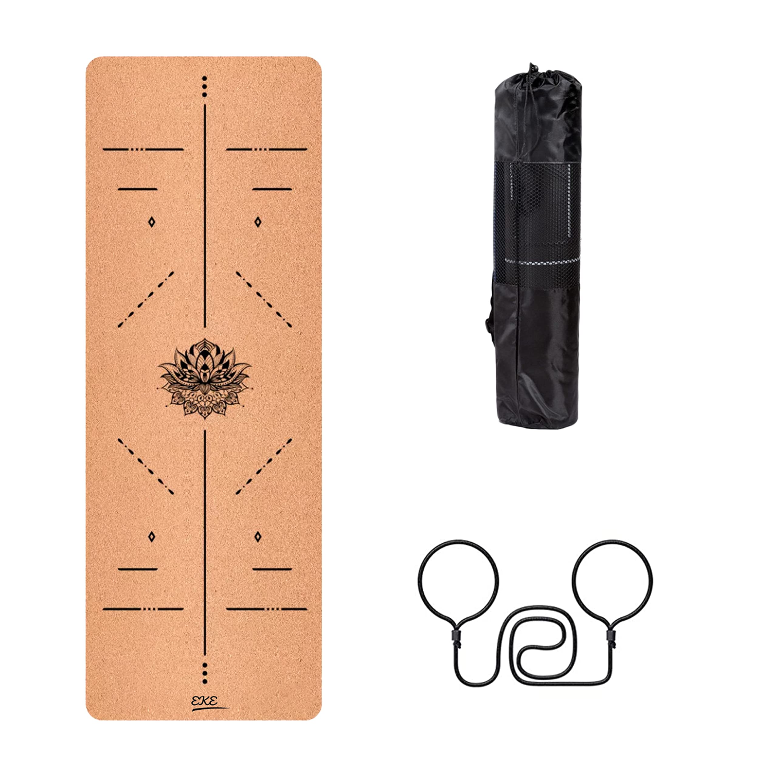 EKE Yoga Mat with Alignment Lines- Non-Slip Sweatproof Surface - 100% Recycleable Materials - Eco Friendly - Ideal for Hot Yoga