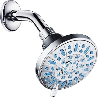 AquaDance Anti-Clog High-Pressure 6-setting Shower Head with Nozzle Protection from Growth of Grime for Stronger Shower! (Chrome/Wave Blue Jets)