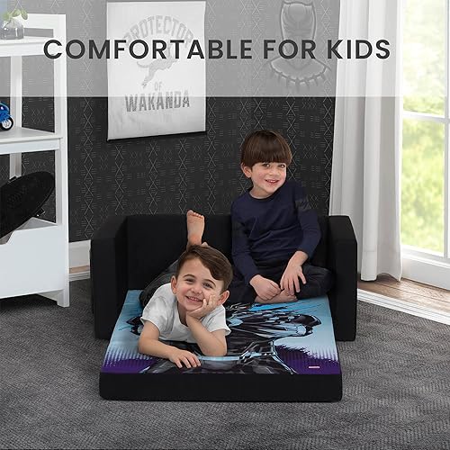 Miniatura 4 de Delta Children Marvel Black Panther Cozee - Sofá abatible con espuma viscoelástica, sofá convertible 2 en 1 a tumbona, color negro