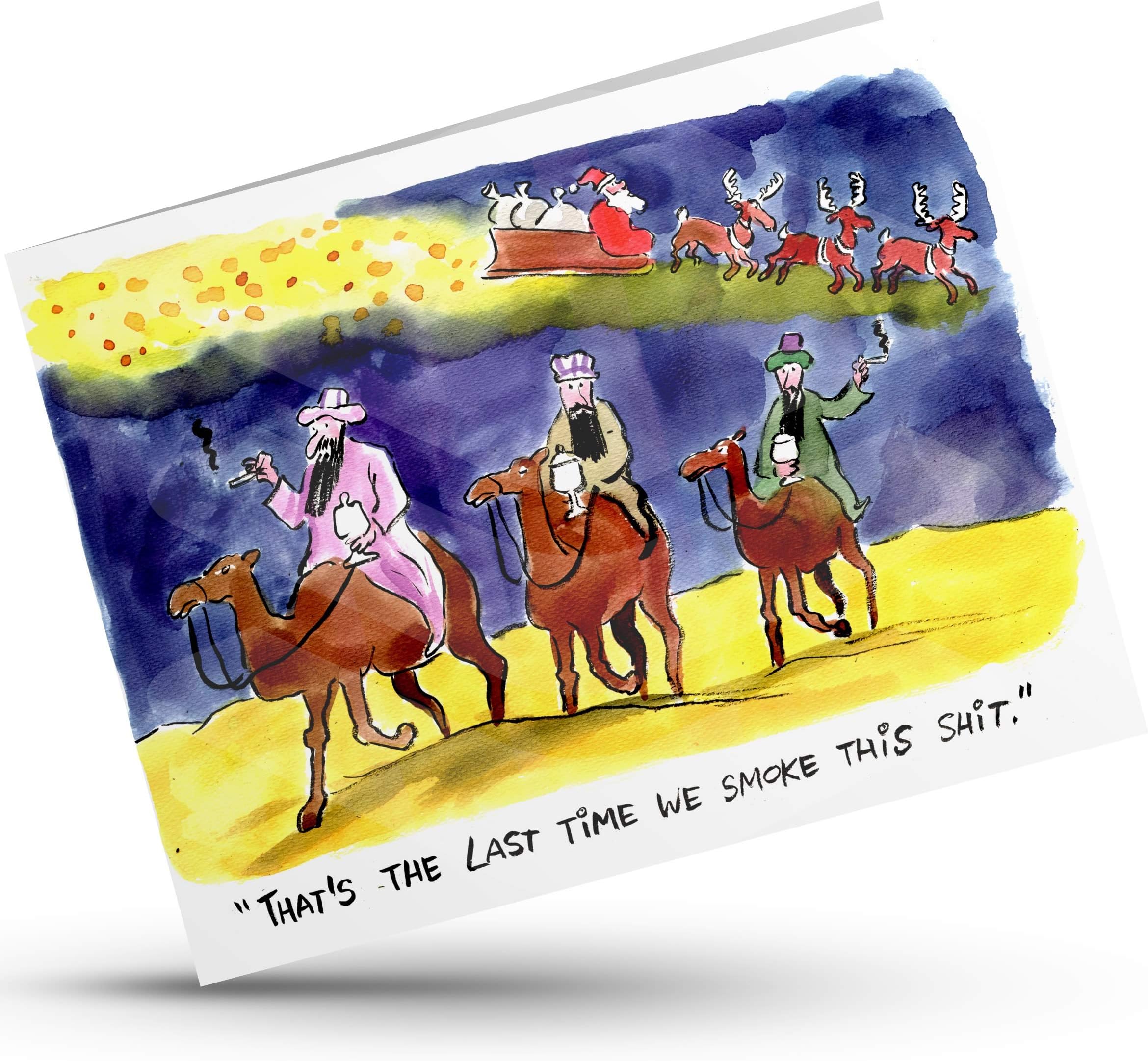 Rude Vulgar Christmas Xmas Cards (3 Kings) 4 Pack