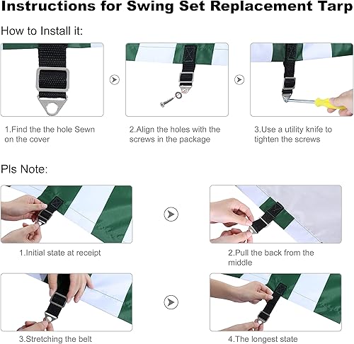 Miniatura 5 de ABCCANOPY Juego de lona de repuesto de 43 x 90 pulgadas para parques infantiles, pantallas de sombra (verde)