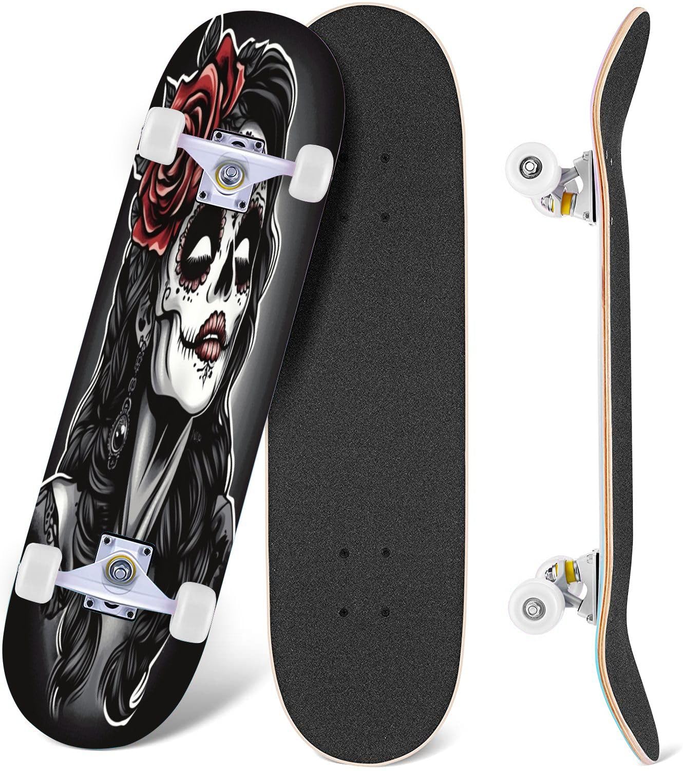 Skateboards Day The Dead Woman Sugar Skull Face Paint 7 Layer Maple Wood Deck 31