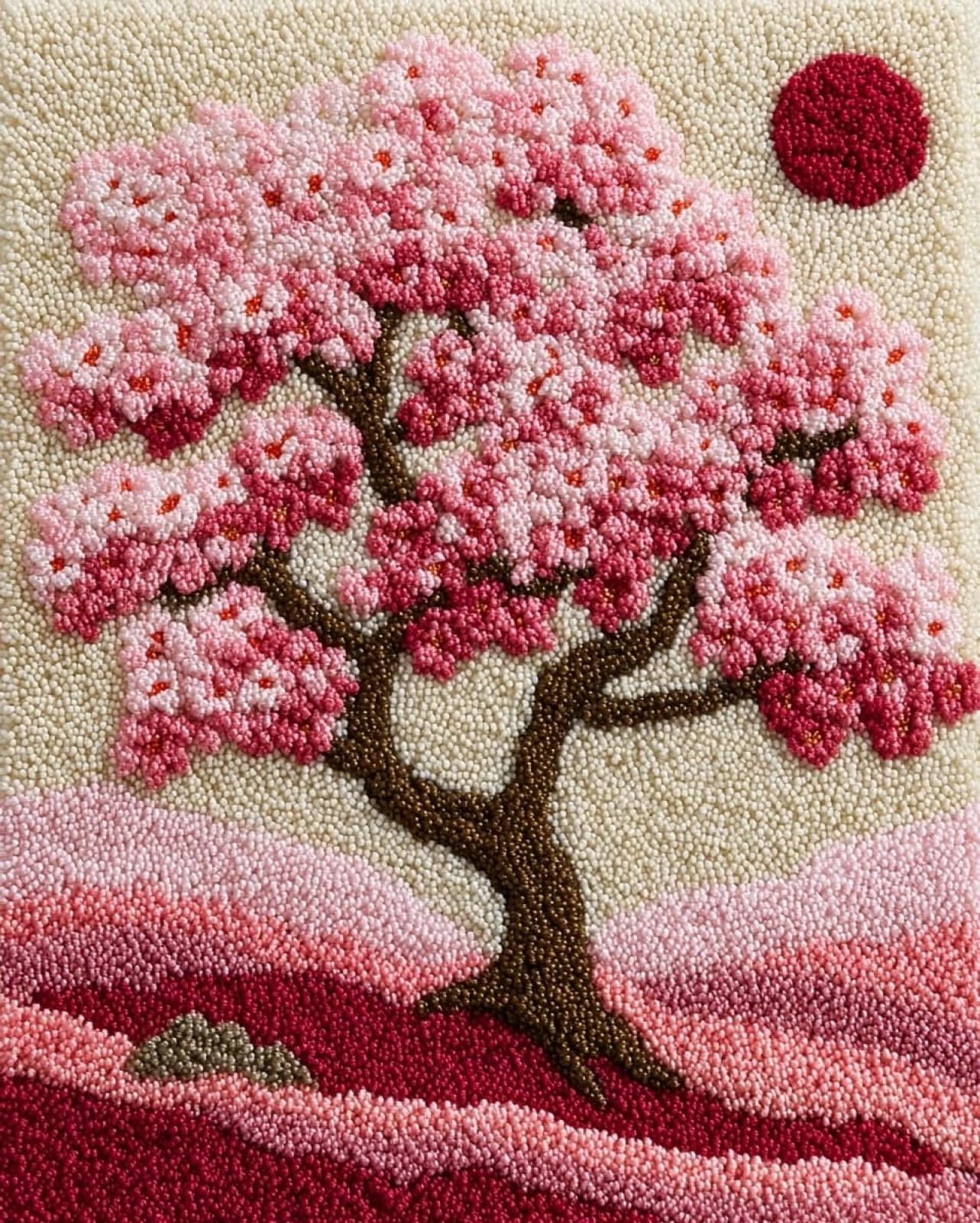 Wallphantom Latch Hook Rug Kits for Adults Beginners,Cherry Blossom Tree