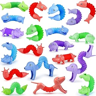 20Pcs Animal Pop Tubes Fidget Toys,Party Favors, Carnival Prizes,Birthday Gifts for Kids, Stress Relief Sensory Toys for Kids 3-8, Piñata Stuffers