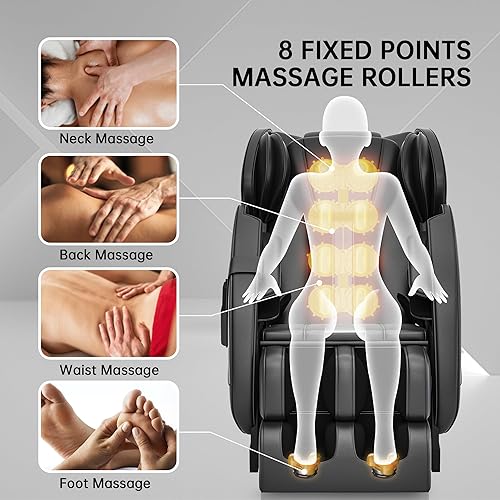 Miniatura 4 de Silla de masaje 2024, cuerpo completo, gravedad cero con rodillo de masaje Shiatsu, 6 modos de masaje automático, calentador, masaje de pies,
