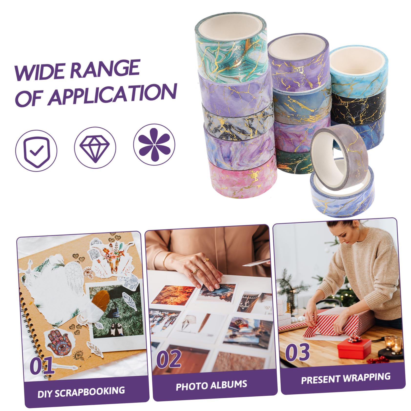 SHINEOFI 42rotoli Nastro Washi Decorativo Stile Marmo Nastro Adesivo Per Scrapbooking Fai Te Decorazioni e Progetti Creativi Per Facile Da Strappare e Applicare