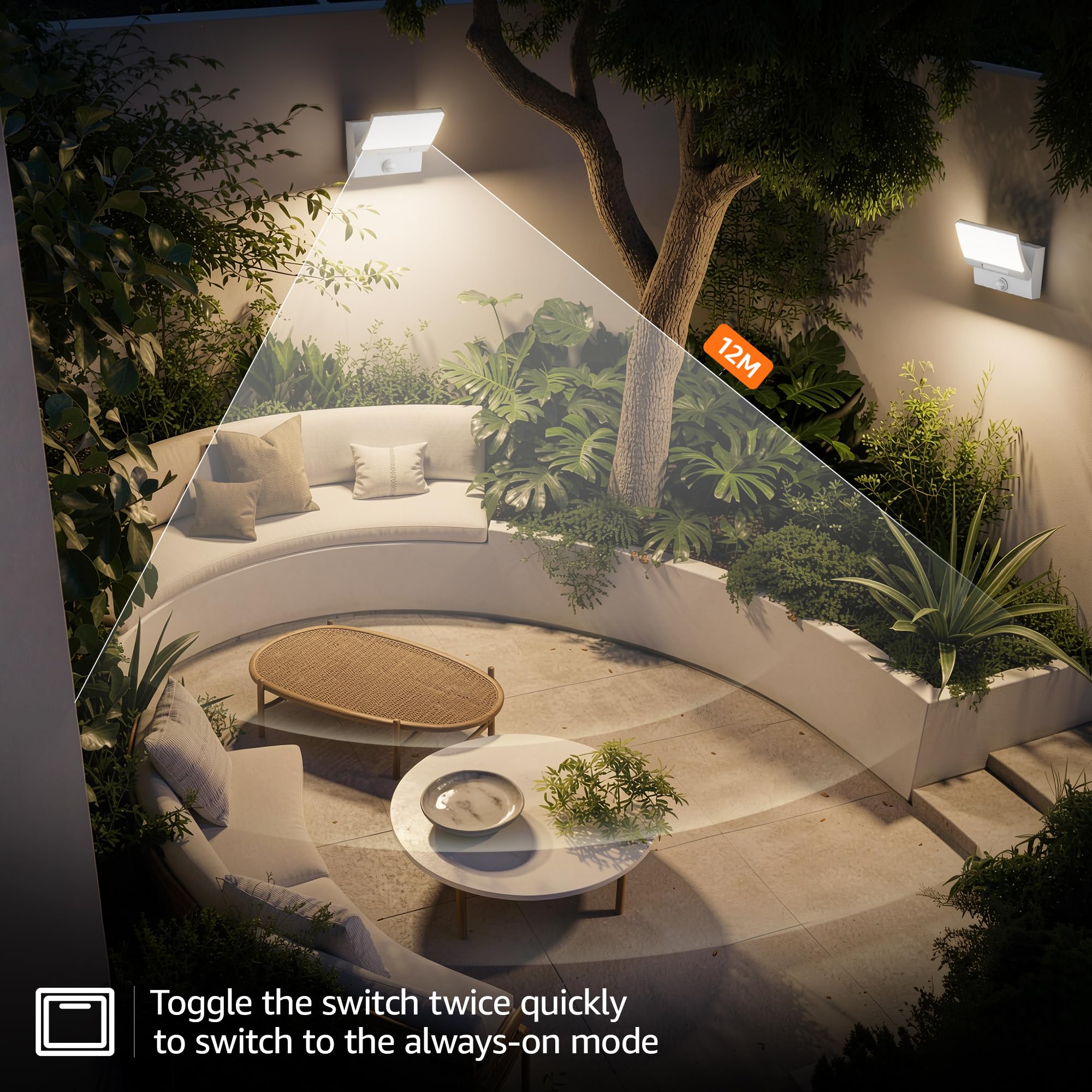 K-Bright 30W Apliques LED Exterior con Sensor de Movimiento Blanc