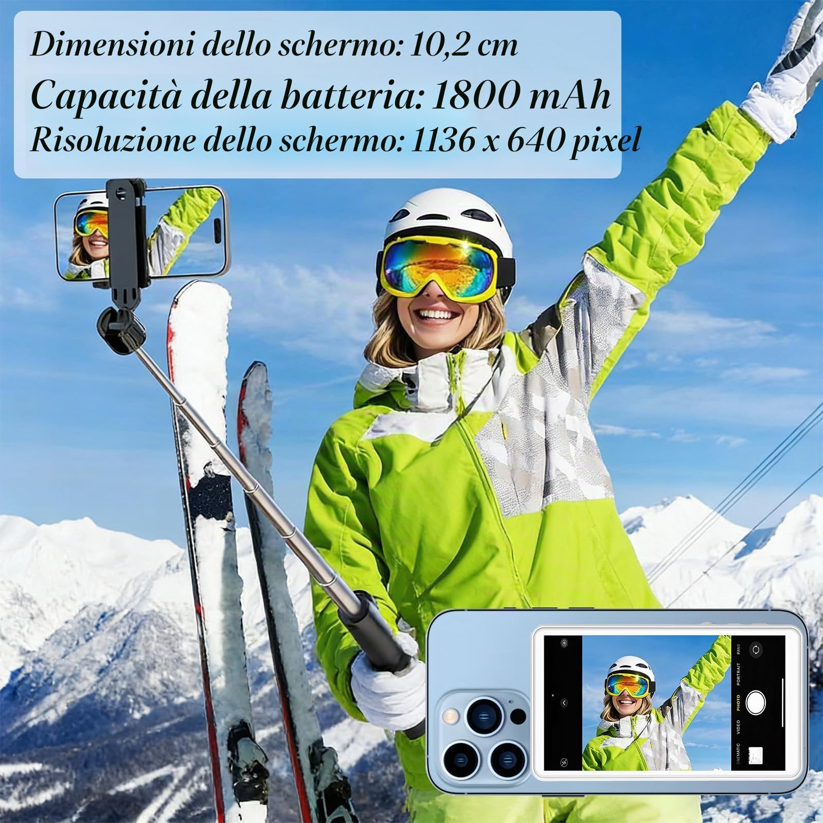 Schermo per Selfie Phone, Telecomando, Nero Magnetico Telefono Vlog Selfie Monitor Schermo, Vlog Selfie Monitor Schermo 4K con Gamma 20-30M, Batteria 4H, Altoparlante Integrato