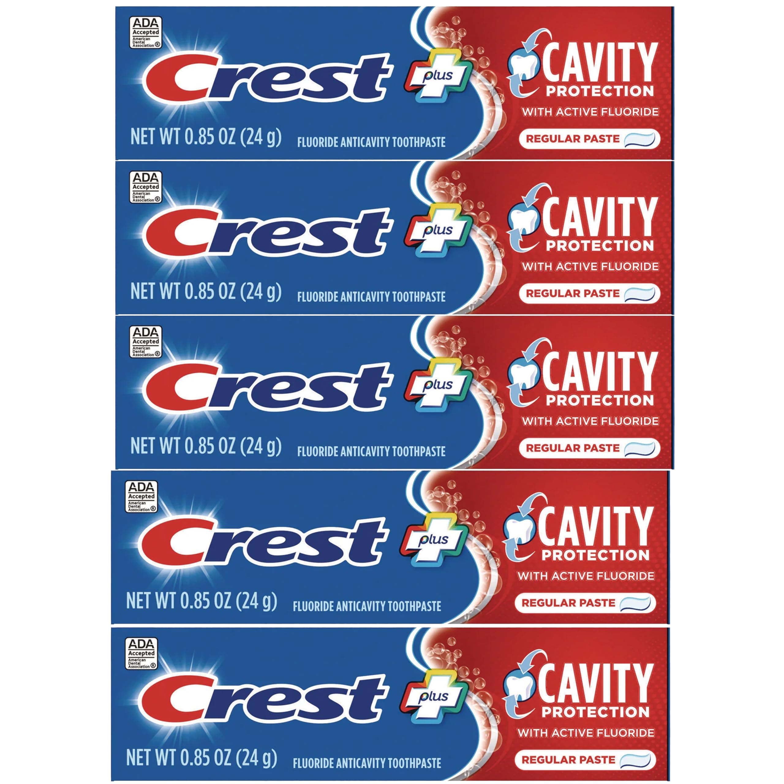 Crest Fluoride Anticavity Toothpaste, Prevents Cavities Before They Start, Regular Paste, 8.2 Ounce (Pack of 5)