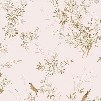 Shabby Chic by Rachel Ashwell Bird Chinoiserie Pink Gold Wallpaper