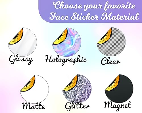 Miniatura 8 de Adhesivo facial personalizado – Retrato | Hoja con calcomanías troqueladas | Calcomanías personalizadas para fotos | Impermeable | Calcomanías