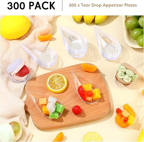 Miniatura 5 de 300 piezas de 4 pulgadas, mini platos de lágrima para aperitivos, cucharas de plástico, suministros de catering, platos de degustación, cuencos de