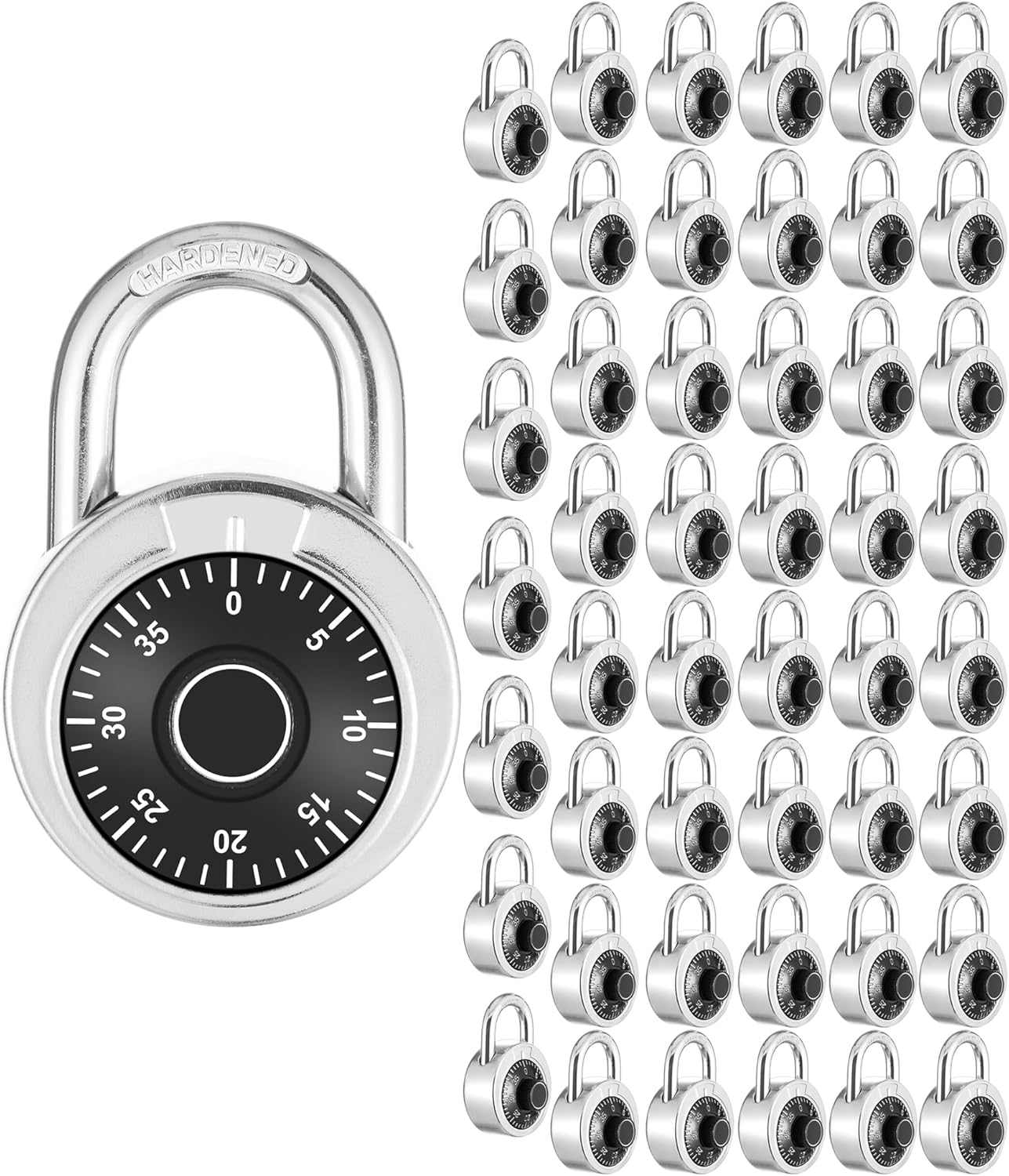 Combination Padlock 12 Pack, 50 mm (2") Black Dial Fixed Dial with Different Combinations,for Gym & Locker,School,Toolbox,and More