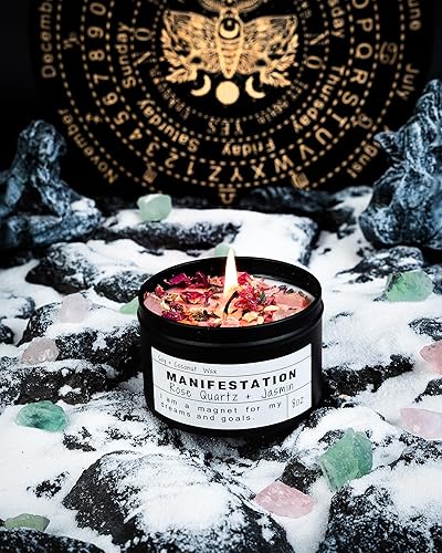 Miniatura 4 de Velas de soja de cristal, regalos de deseos hechos a mano, ley de deseo de atracción, magia lunar, regalos de velas de cumpleaños. (Manifestación)