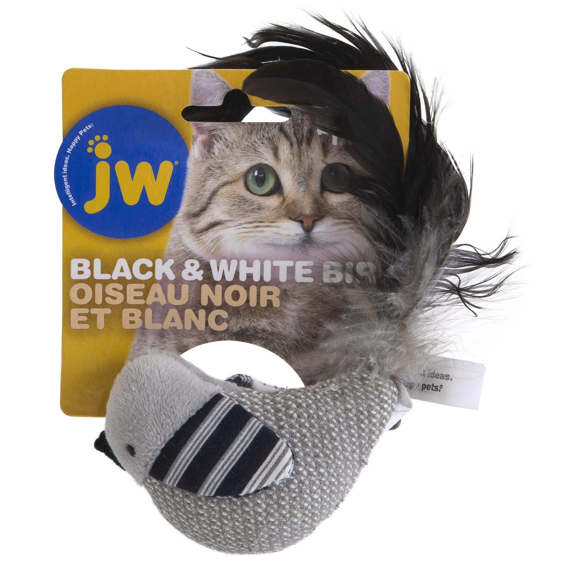 Cat Action Bird Toy, Black/White