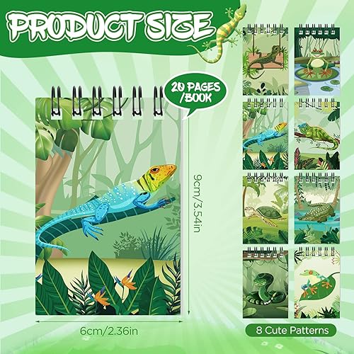 Miniatura 2 de 24 piezas de decoración de fiesta de cumpleaños de reptiles, mini cuadernos de reptiles, recuerdos de fiesta de reptiles, mini bloc de notas,