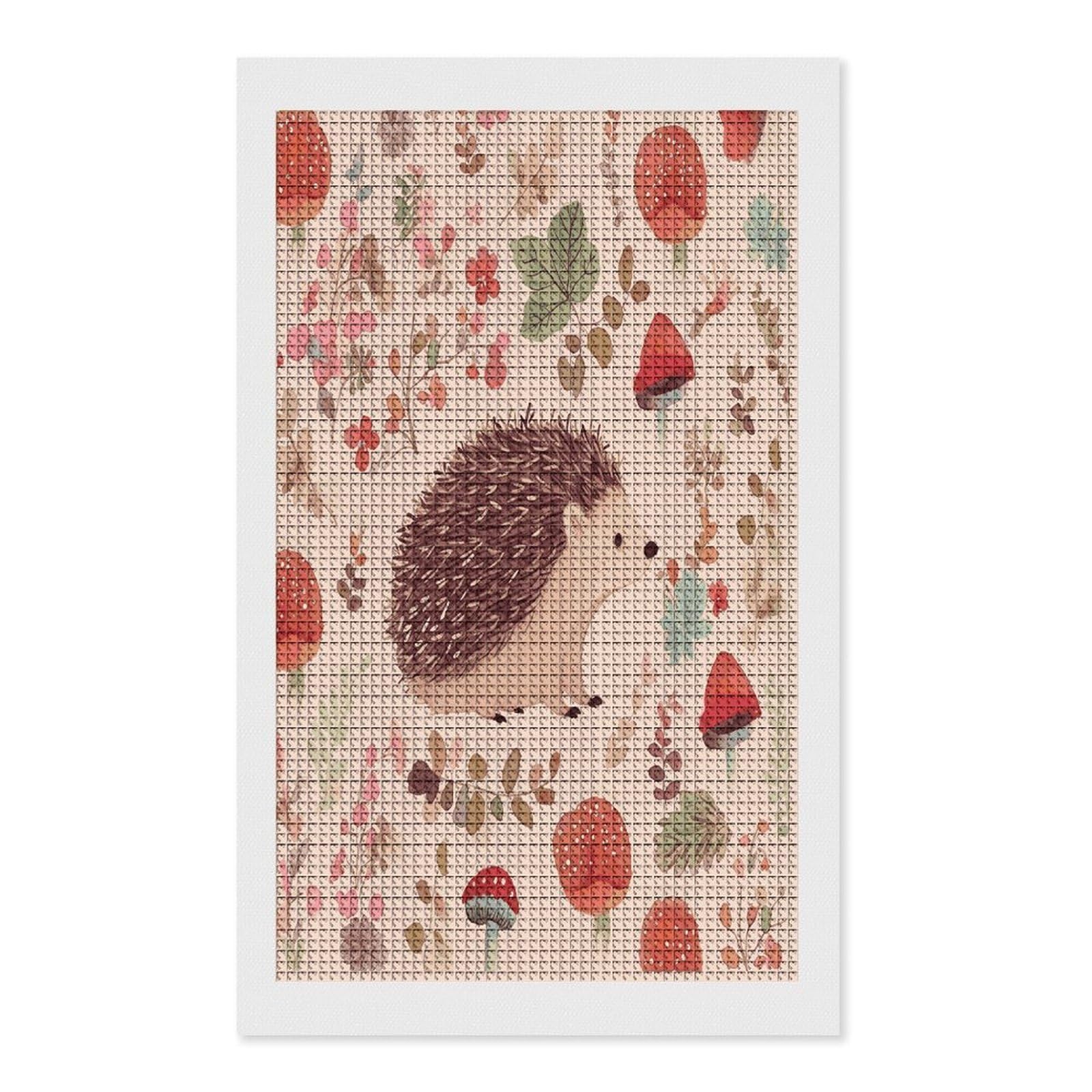 FodPand Lovely Hedgehog Diamond Painting Kit for Beginner Fun 5D DIY Crafts for Adults Diamond Art Kits Square Diamond Art Canvas Painting Gem Art Crafts for Home Wall Decor 12"x20"