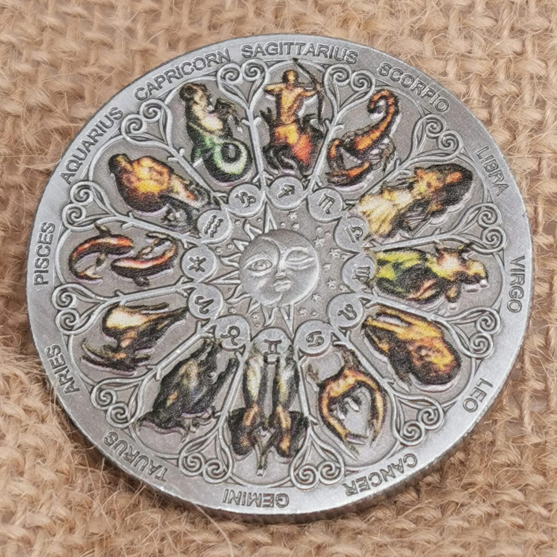Twelve Constellations Colorful Challenge Coin Zodiac Lucky Coin Good Luck Charm