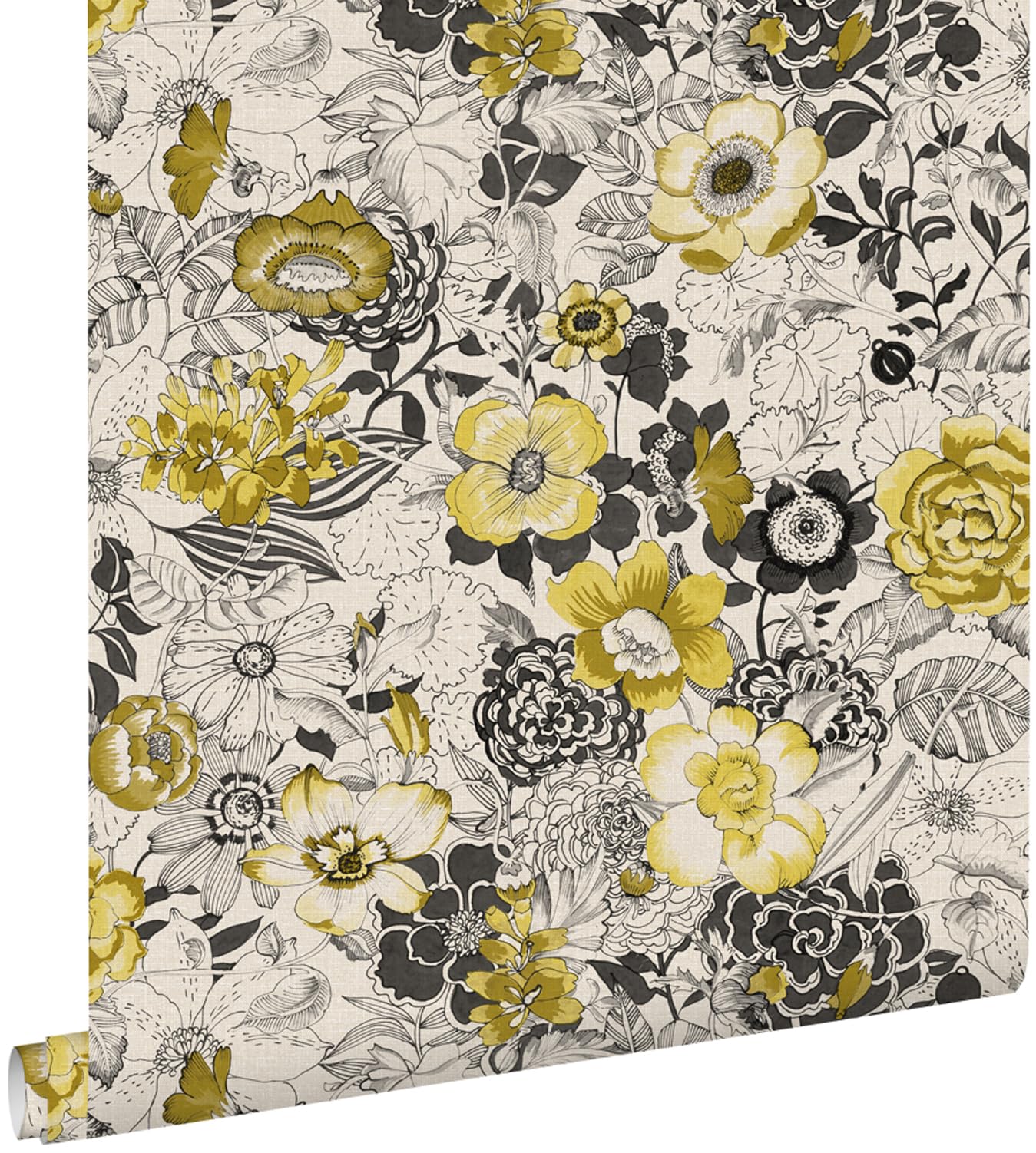 Papier peint fleurs jaune ocre pour illuminer une pièce sombre facilement
