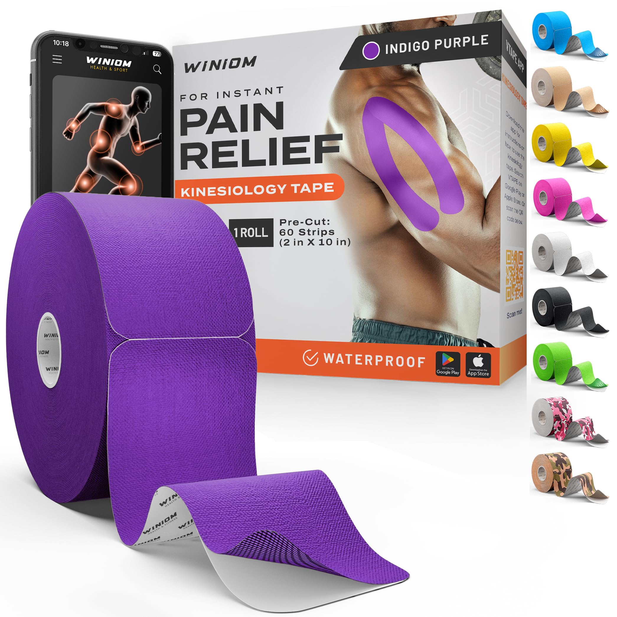 Precut Kinesiology Tape - Waterproof Athletic Tape Roll, 2"x50ft