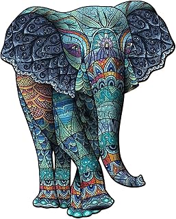 Forma de peça de elefante e 125 peças quebra-cabeça infantil adulto de madeira para animais quebra-cabeça brinquedo tabernáculo (como mostrado, tamanho único)