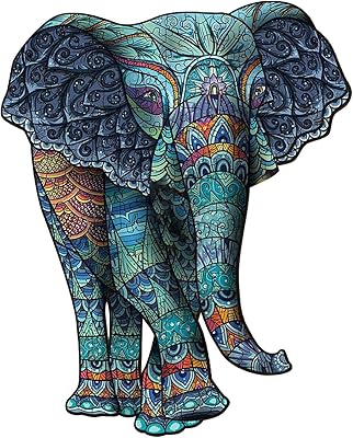 Olymmont 125 Piece Wooden Puzzles Elephant Pattern Designs Jigsaw Puzzles Early Educational Game & Delicate Home Decoration/ Childrens Day Gift/ Birthday Present, for Adults or Kids