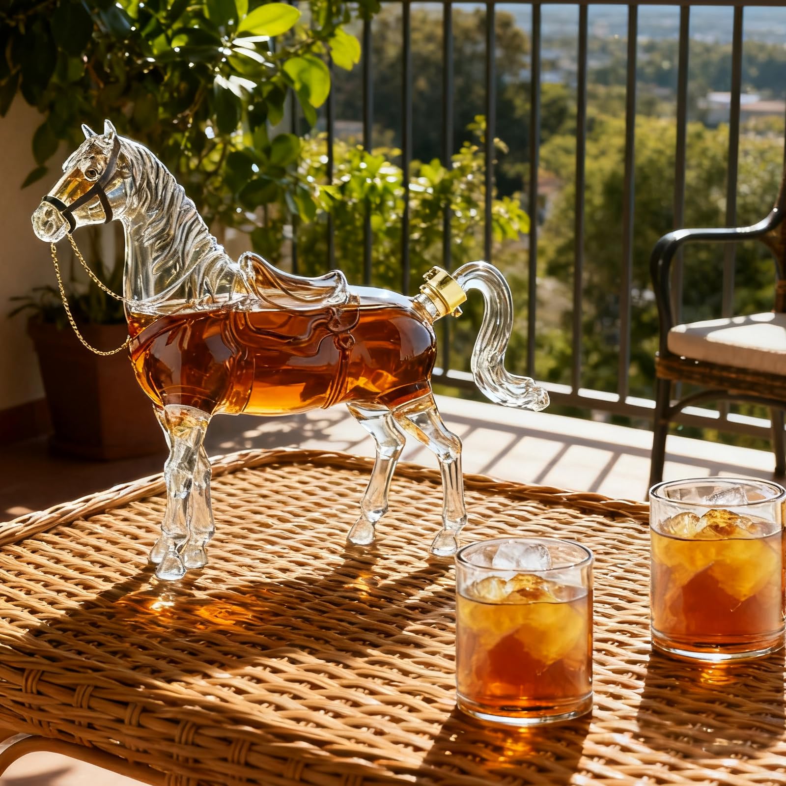 Decantador De Whisky, Set De Regalo De Whisky Para Hombres Decantadors De Whiskies Con Forma De Caballo Y 2 Vasos De Licor Set De Regalo Original Para Hombres Papá Esposo Novio