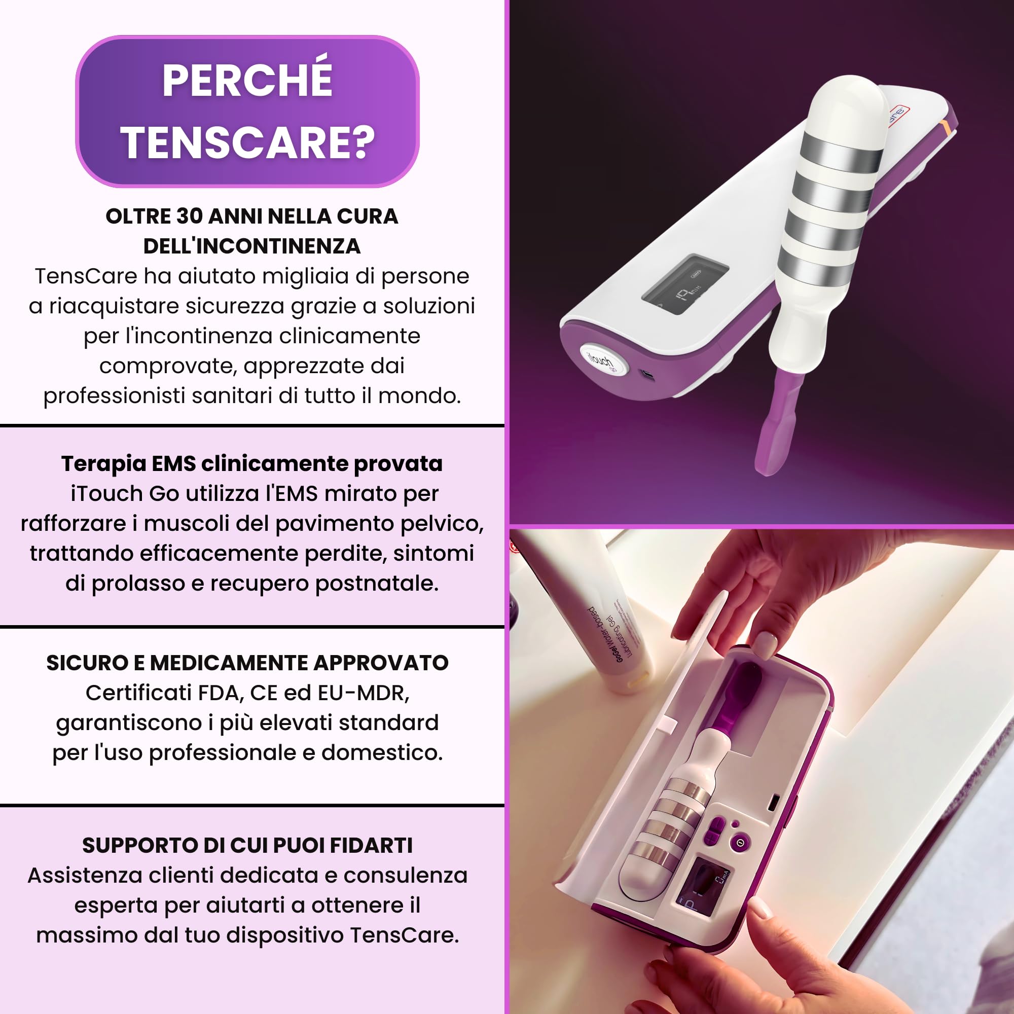 TensCare iTouch Go – Stimolatore Perineale Wireless | Dispositivo Kegel per Donne, EMS Clinicamente Testato per il Controllo della Vescica, Trattamento dell’Incontinenza e Recupero Post-Parto