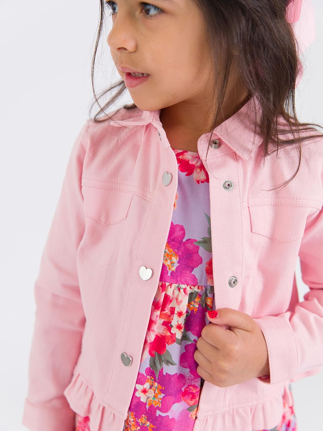 RuffleButts Baby/Toddler Girls Stretch Denim Ruffle Jacket