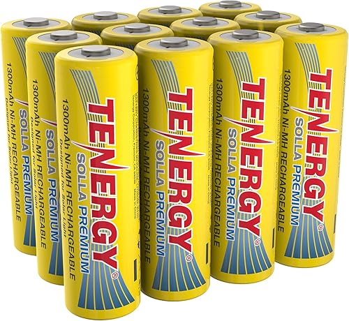 Tenergy Solla - Batería recargable NiMH AA de alta calidad baterías solares de 1300 mAh para luces solares de jardín antifugas durabilidad al aire