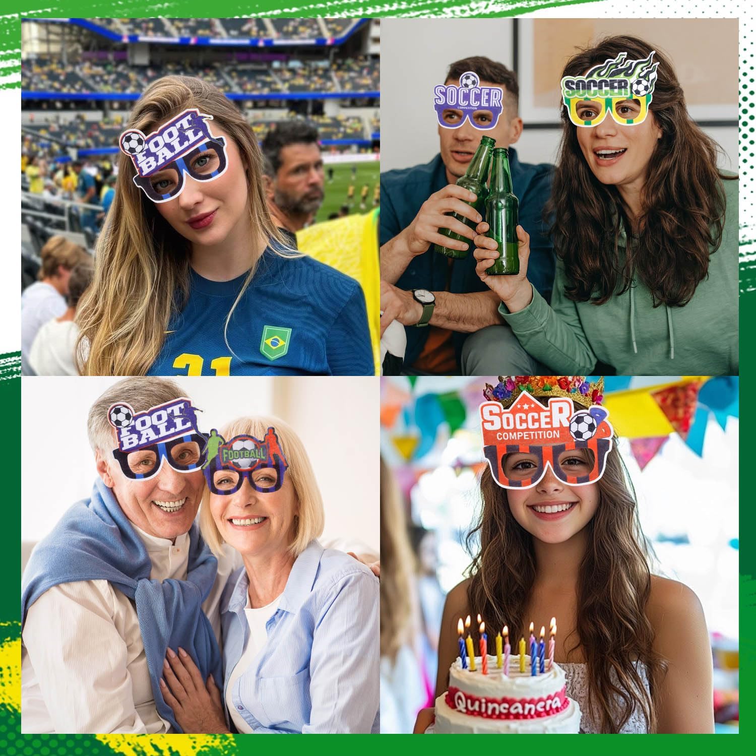 12 Pack Football Costume Glasses for 2026 World Cup, Novelty Fun Eyeglasses for Soccer Fan, Party & Theme Birthday