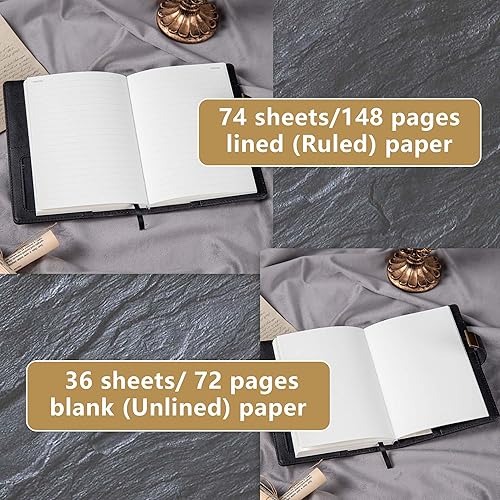 Vista 84 de Dragon - Diario de cuero, cuaderno de tapa dura, diario recargable con cerradura, diario de escritura en papel en línea/en blanco con cerradura