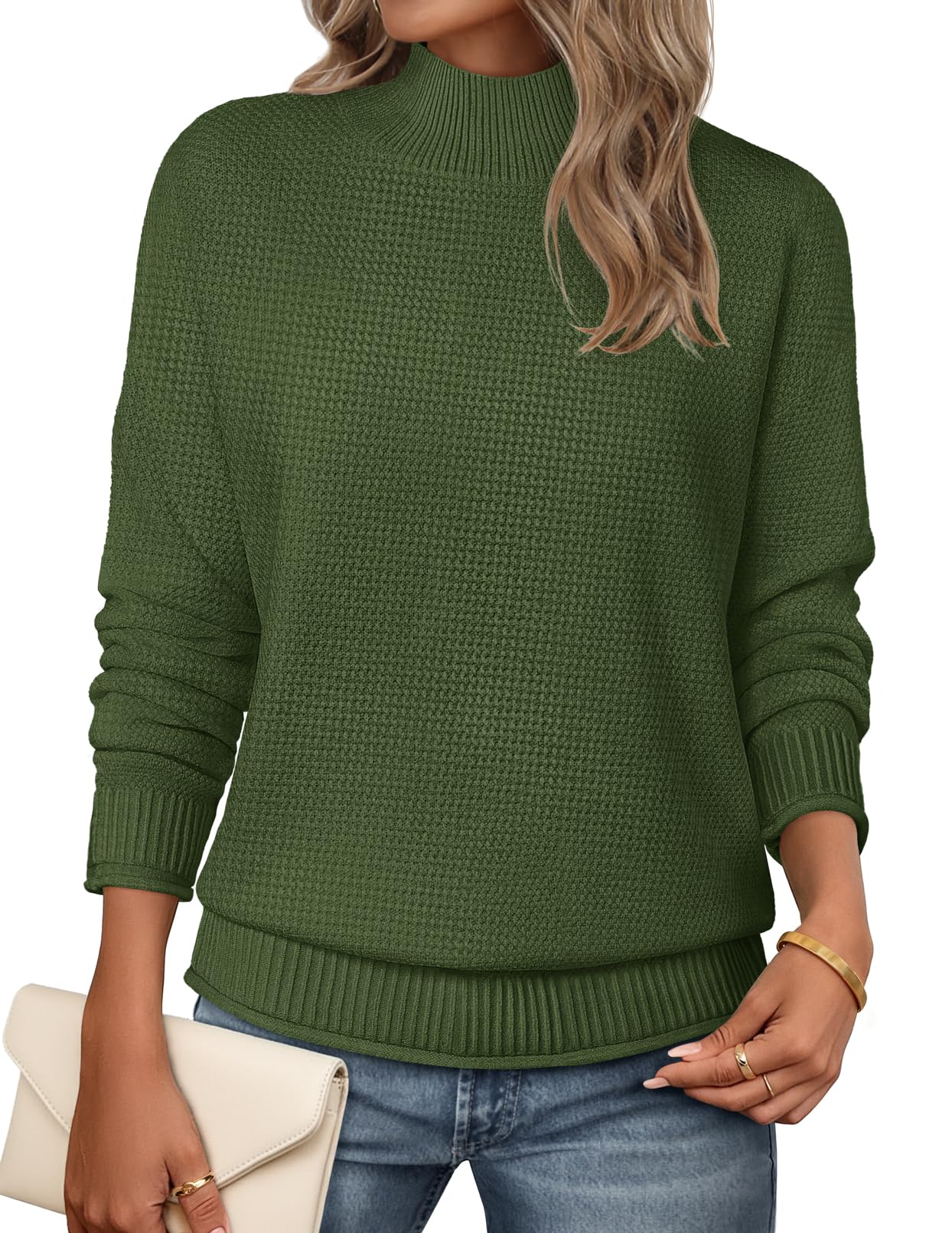 MEROKEETY Womens Turtleneck Long Sleeve Fall Cozy Knit Sweater 2026 Trendy | Loose Pullover, Ribbed Hem, Solid Color, Drop Shoulder, Casual Jumper Top, Cozy Outfits, Fall Fashion, Warm Winter Clothing
