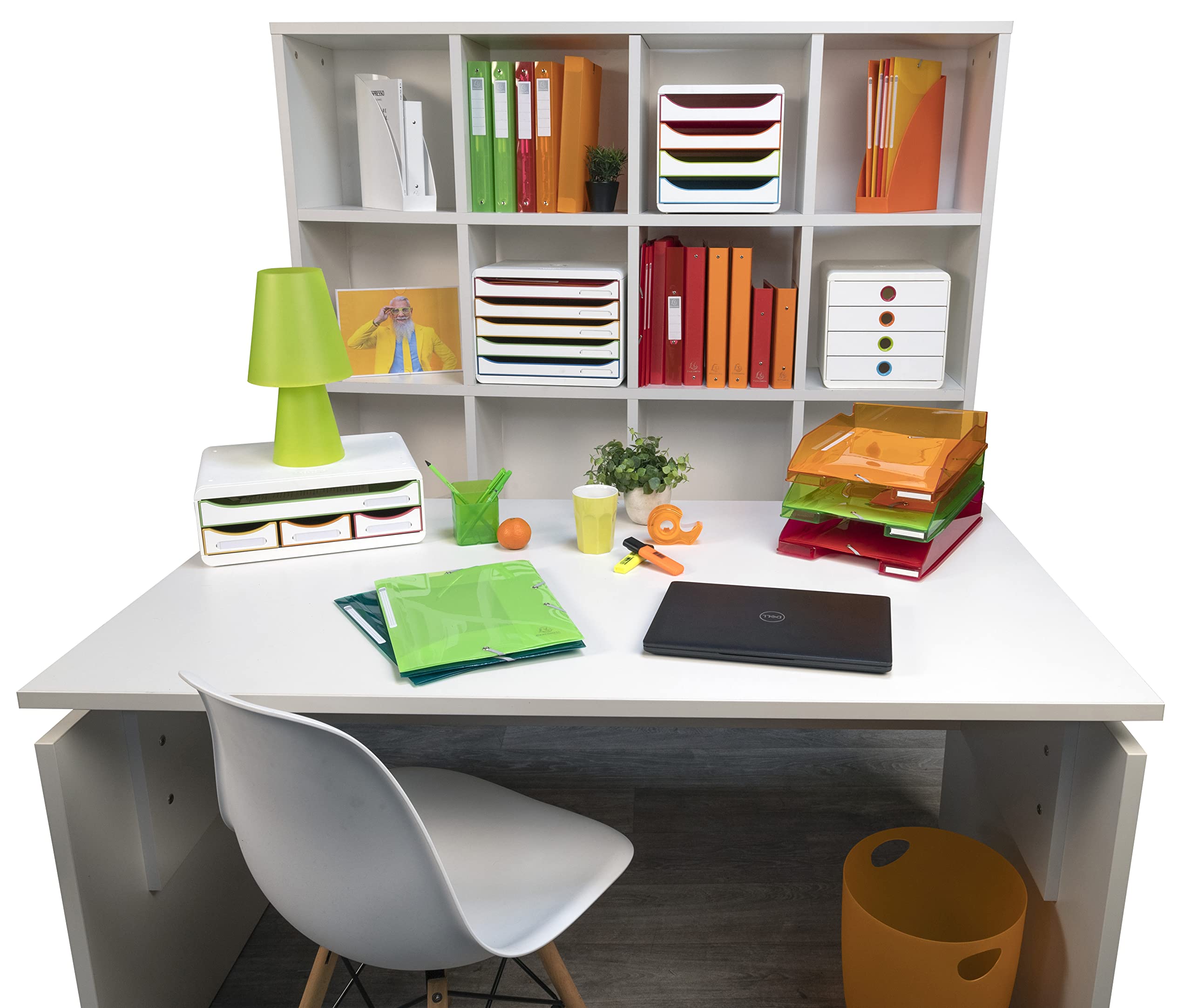 Exacompta 308913D Szafka na dokumenty BIG-BOX PLUS HORIZON, 5 szuflad na dokumenty A4+, wymiary zewnętrzne: 27 x 35,5 x 27,1 cm, 1 sztuka kolor biały/harlekin/biały