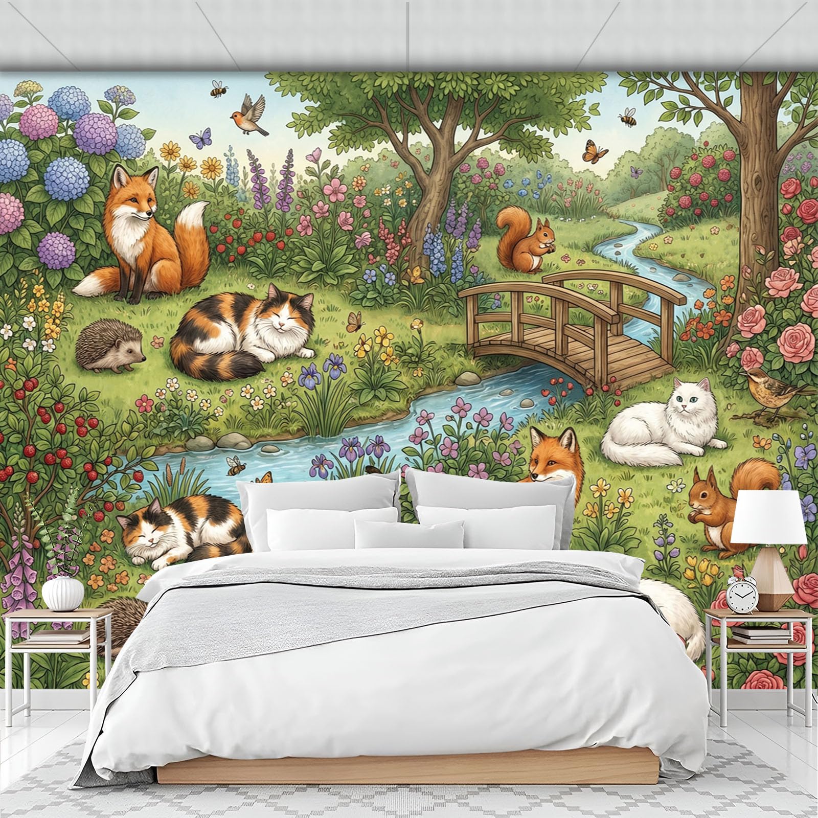 Tapisserie murale animaux de la campagne pour chambre enfant