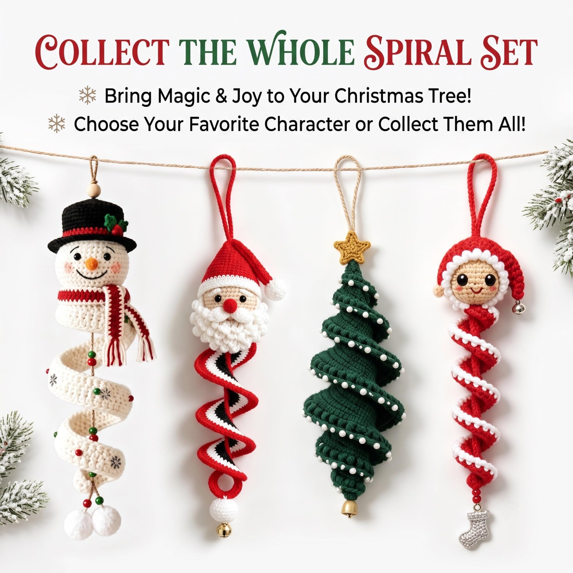 Gehäkeltes Schneemann-Spiral-Ornament-DIY-Set, alle Materialien zur