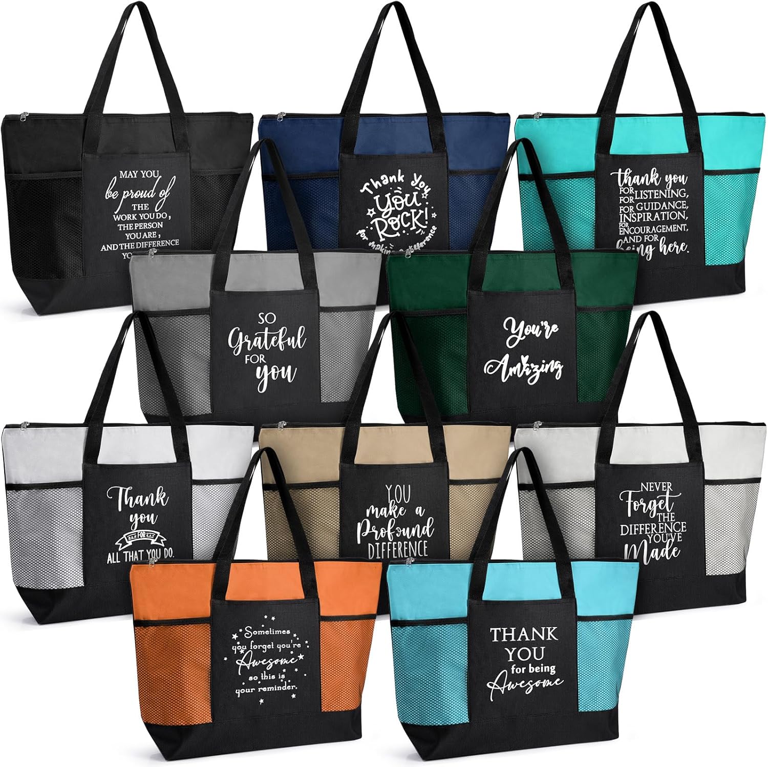 Paterr 10/20/30 Pcs Thank You Tote Bags Bulk for Women Appreciation Gift for Employee Teachers Coworker Cna Nurse Staff