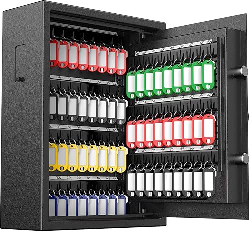 Miniatura 8 de Uniclife Caja de llaves de 71 posiciones, caja de bloqueo de llave de montaje en pared con código y cerradura de llave, gabinete para llaves de