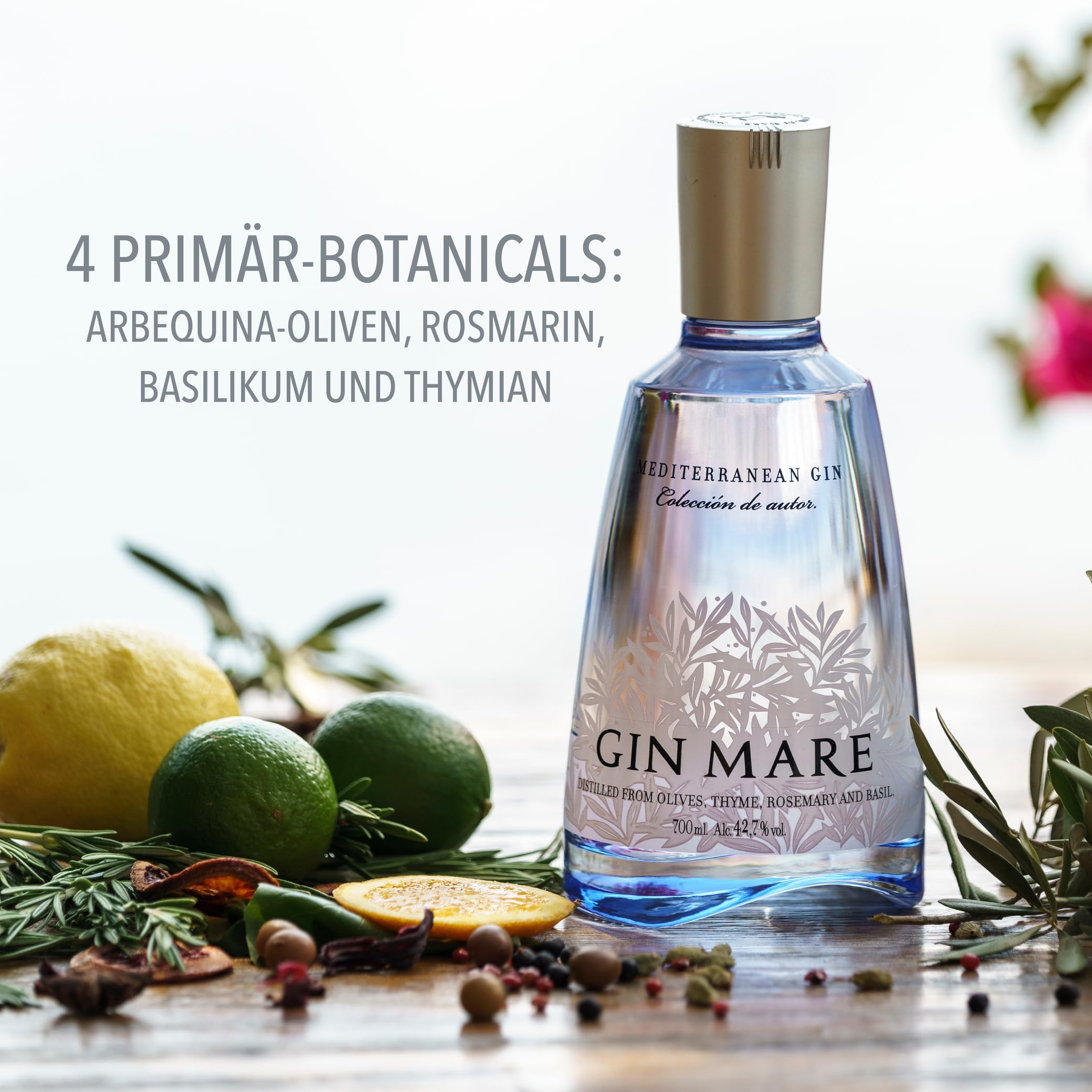 Gin Mare Mediterraner Gin 1,75 l - 42,7% Vol. | Große 1,75-l-Flasche für Hosting mit Stil, Dinner-Partys & mediterrane Abende mit premium Gin