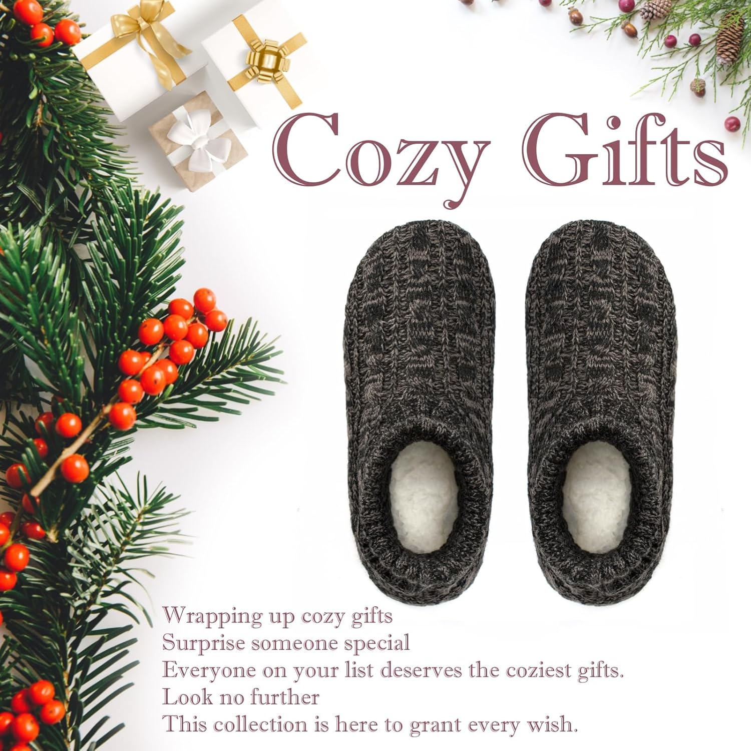 Mens Warm Slipper Socks with Grips, Fuzzy Indoor House Shoes Non-slip Sherpa Lined, Cozy Winter Cabin Slippers for Men Dad Husband Grandpa Boyfriend, Christmas Stocking Stuffers for Adults - Image 6