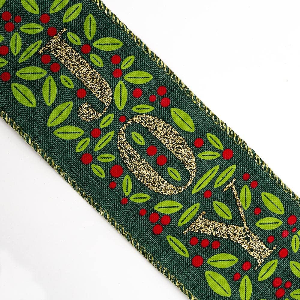 Italian Options Glitter Joy Wired Linen Christmas Ribbon, Wide, Hessian Ribbon for Crafts Gift Wrapping Accessories, Wreaths - Image 3