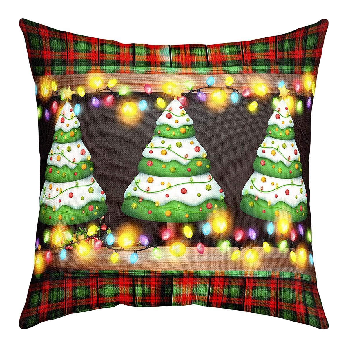 Set Di 4 Federe Natalizie Rosse 40x40 Cm - Motivo Festivo Con Fiocchi Di Neve E 455689