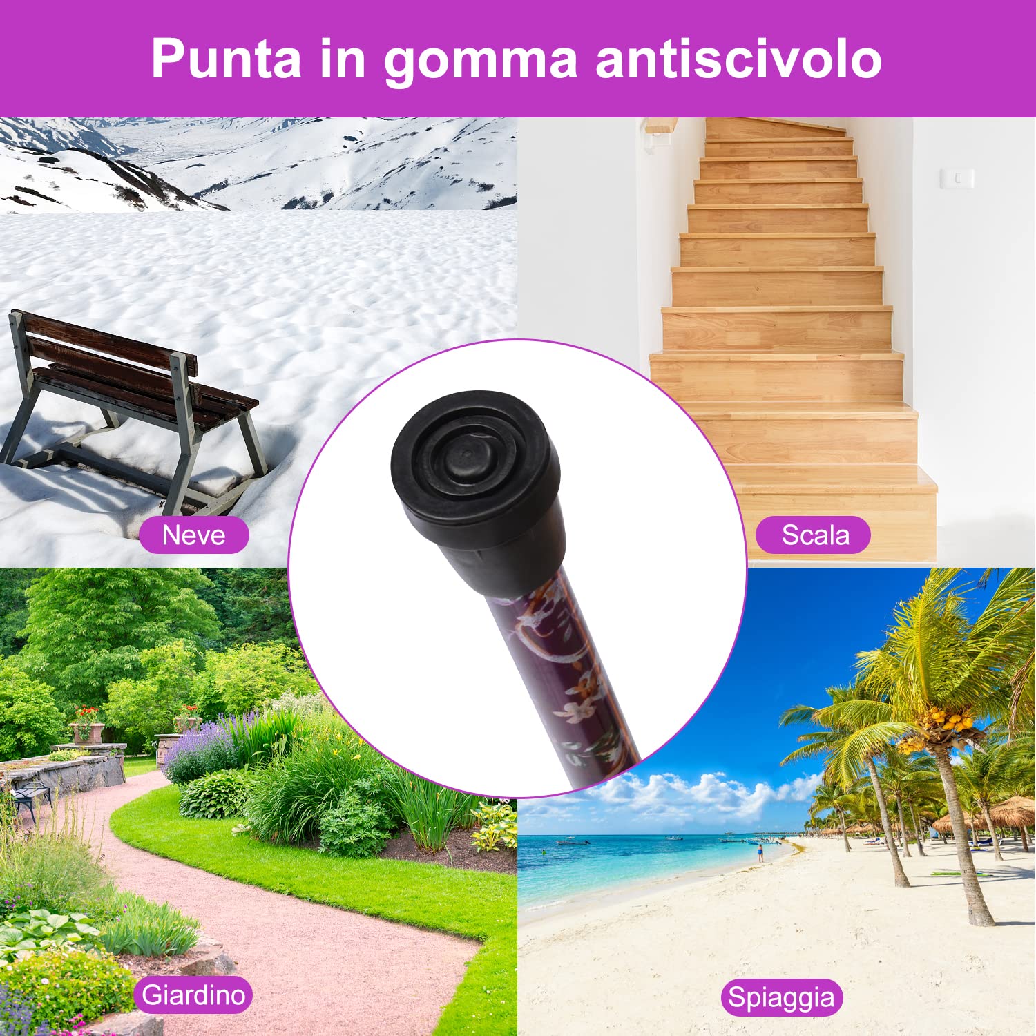 supregear Bastone Pieghevole, Regolabile per Anziani e Adulti, Ausilio per la Mobilità Uomo Donna, Portatile da Viaggio con Cinturino da Polso e Manico a T - 5