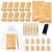 30 Pcs Employee Appreciation Gifts Bulk, 10 Wooden Phone Stands, 10 Motivational Pens with White Organza Bags, Thank You Gifts for Coworkers, Staff, Team, Volunteers, Nurses, Teachers, Office Desk