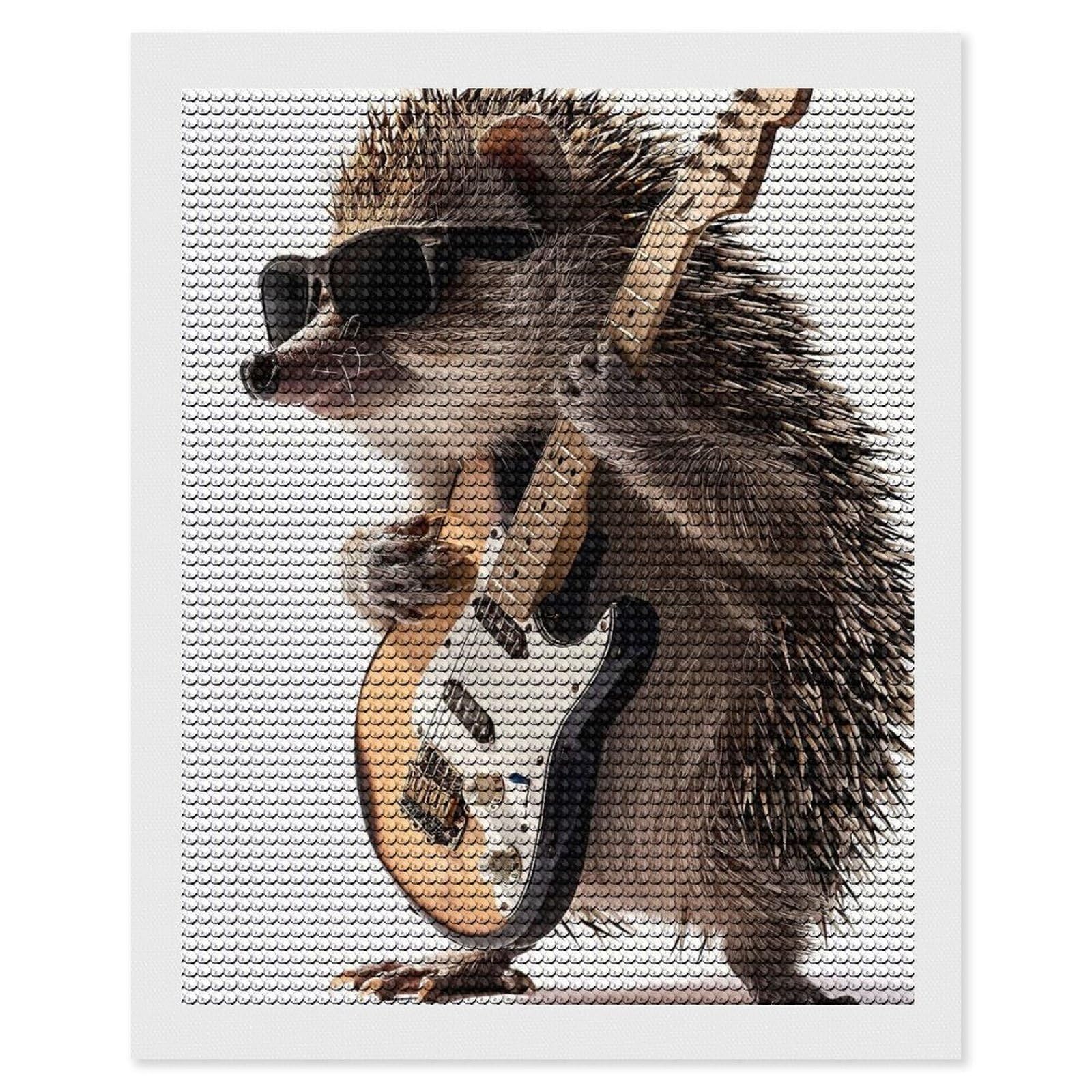 Junmoney Hedgehog Guitar Diamond Painting Canvas Set 16"x20", for Women, Pleasing Wall Art Project, Aesthetic Room Decor, Gift Idea