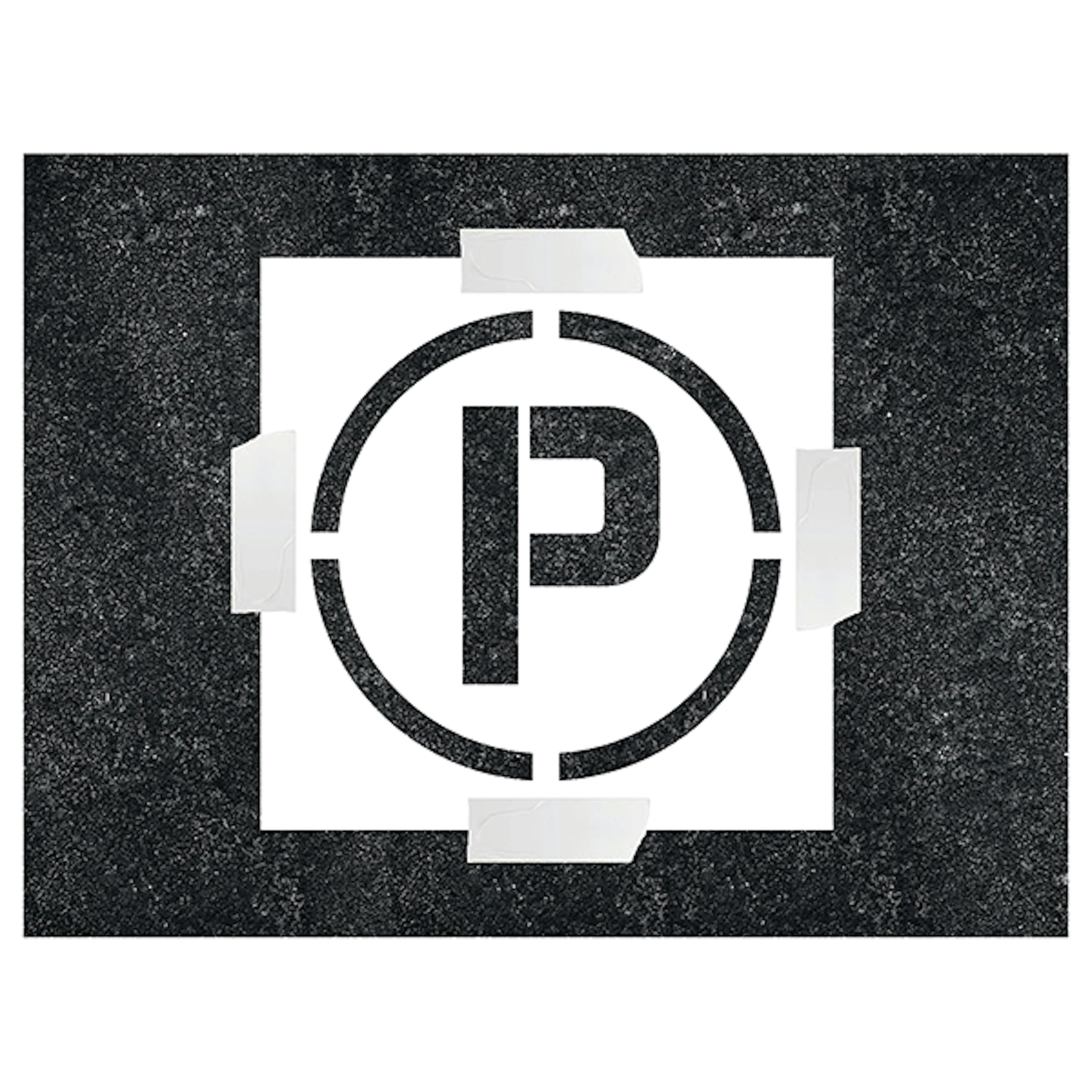 V Safety Parking Icon Stencil 400 x 400 mm - 1.1mm Stencil Polypropylene Safety Sign, White