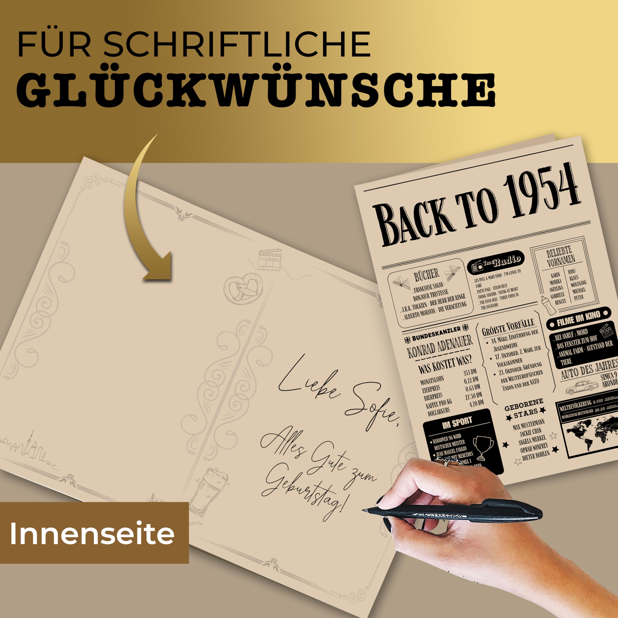 Jumbo Geburtstagskarte Zum 71. – Retro-Design, 27x20 Cm, Mit Goldenem Umschlag, Für Opa, Oma & Mehr