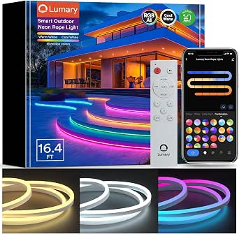 Lumary Smart Neon Rope Light for Outdoor Use, IP65 Waterproof, CCT 2200-6500K