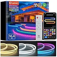 Lumary Smart Neon Rope Light for Outside, RGBAICW Flexible Color Changing Rope Light Waterproof IP65 for Pathway, DIY Scene Mode, RGB&Warm White&Cool White Work with Alexa Google Assistant, 16.4Ft